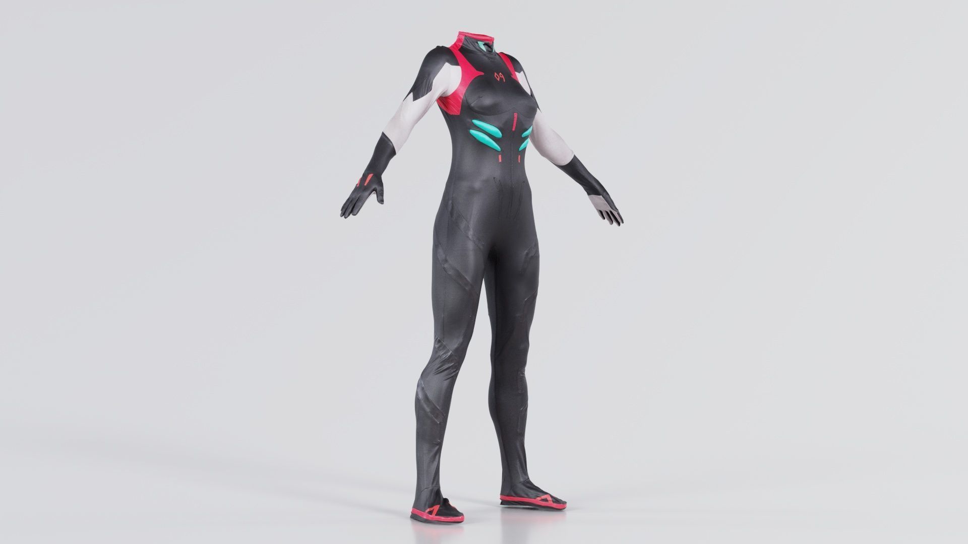 Full Body Details Catsuit Low-poly 3D model_4