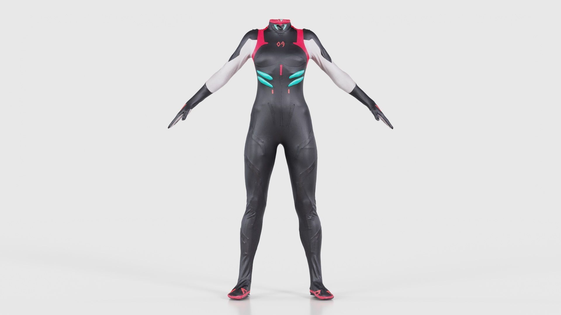 Full Body Details Catsuit Low-poly 3D model_15