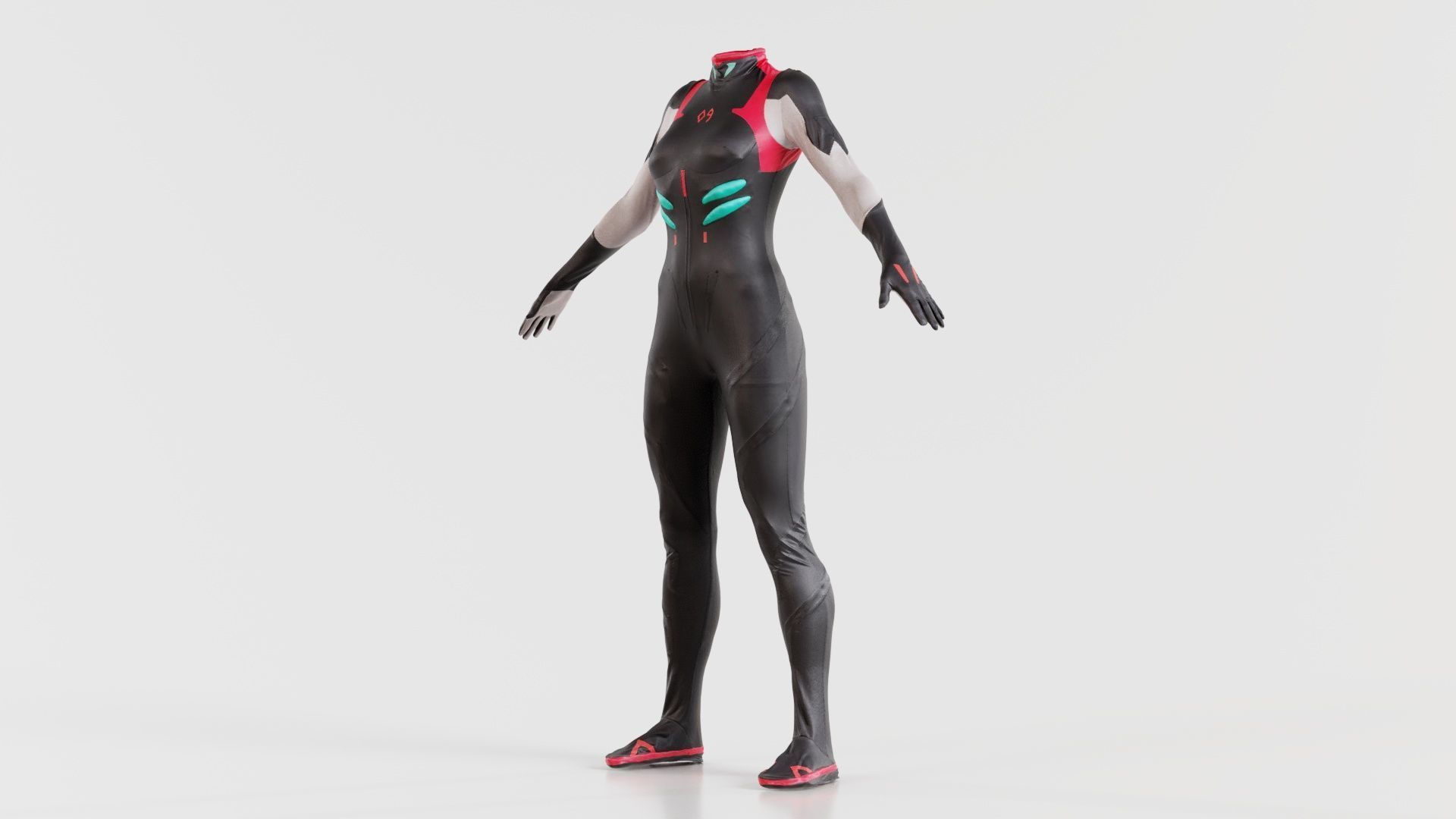 Full Body Details Catsuit Low-poly 3D model_5
