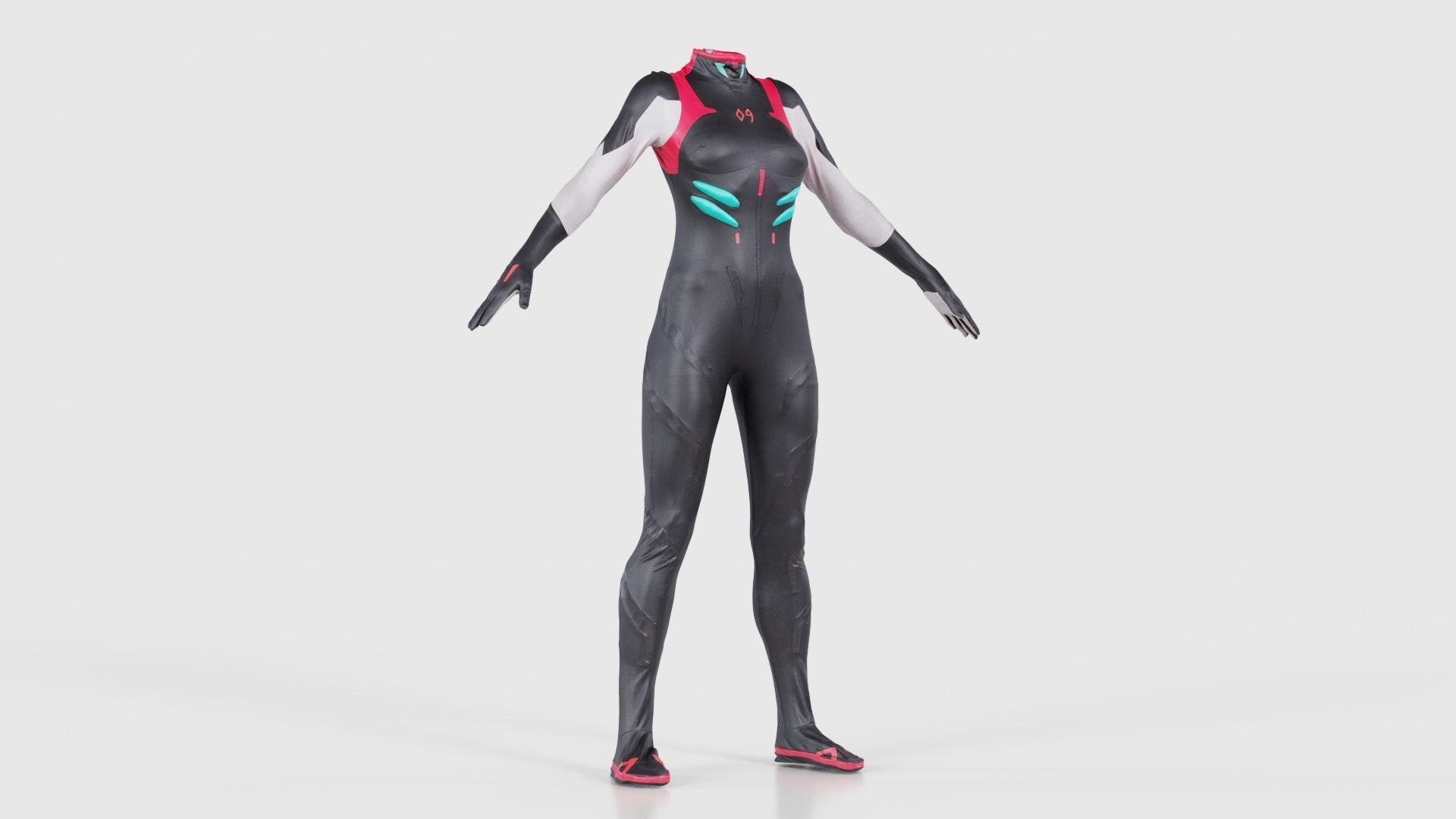 Full Body Details Catsuit Low-poly 3D model_16