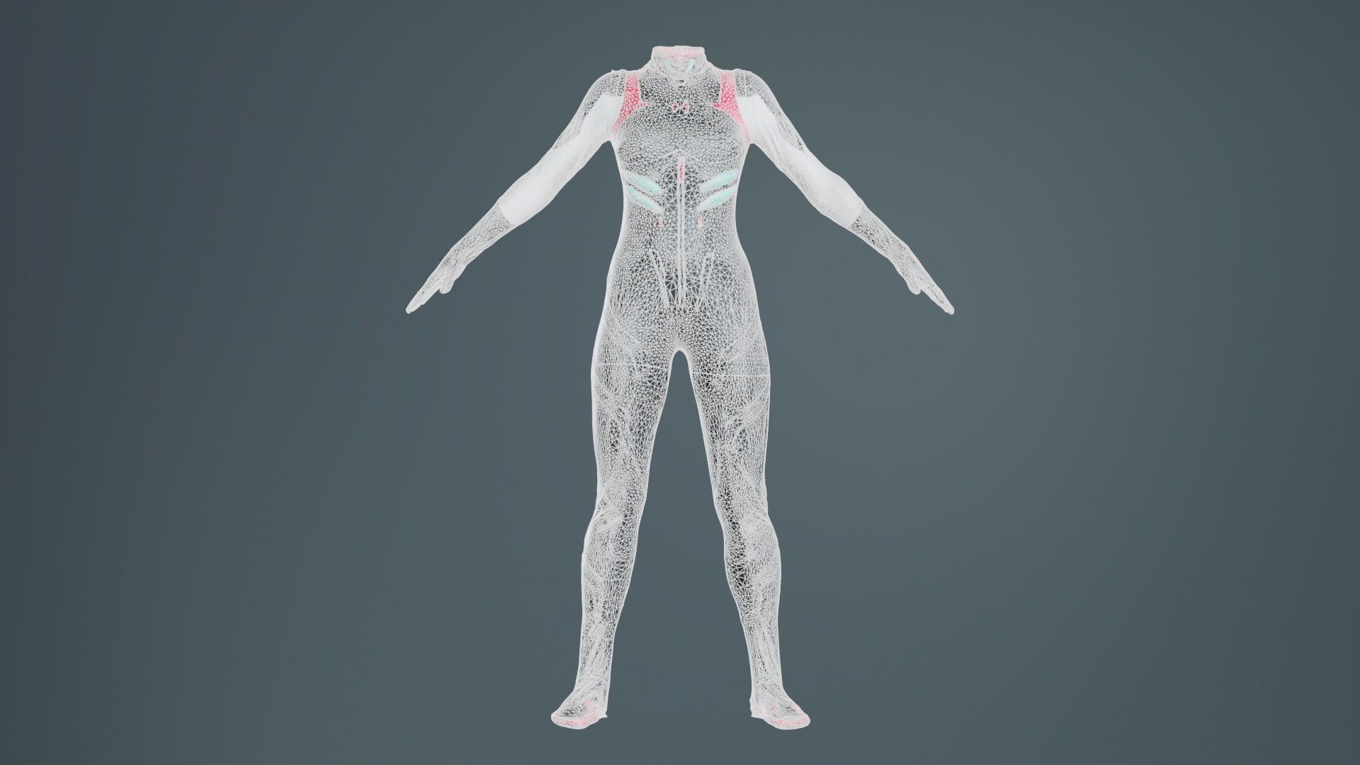 Full Body Details Catsuit Low-poly 3D model_9
