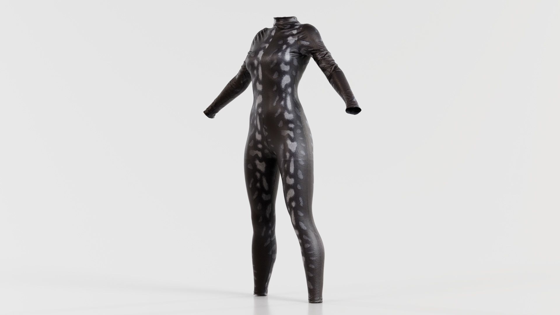 Grey Snake Catsuit Low-poly 3D model_8