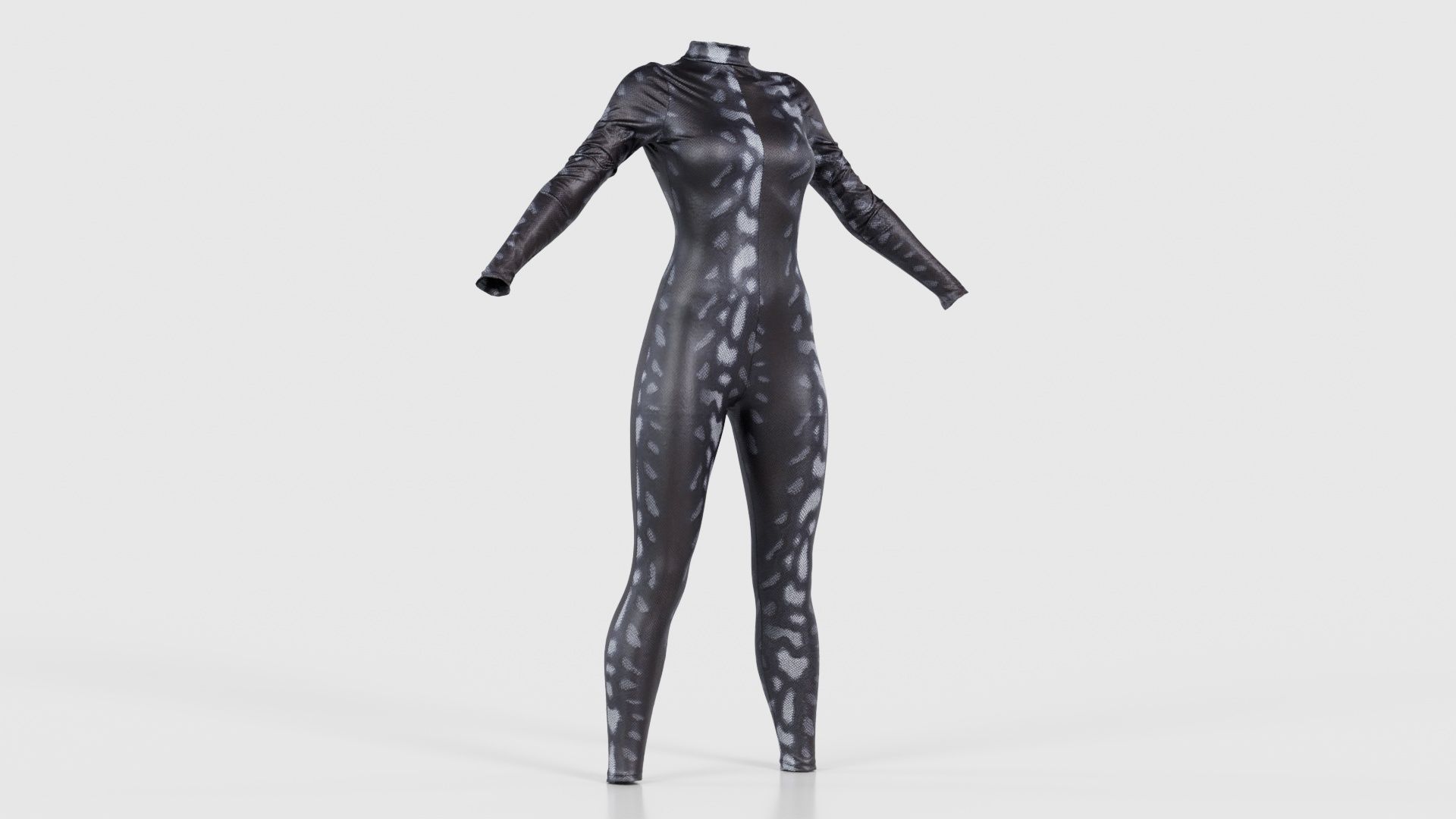 Grey Snake Catsuit Low-poly 3D model_16
