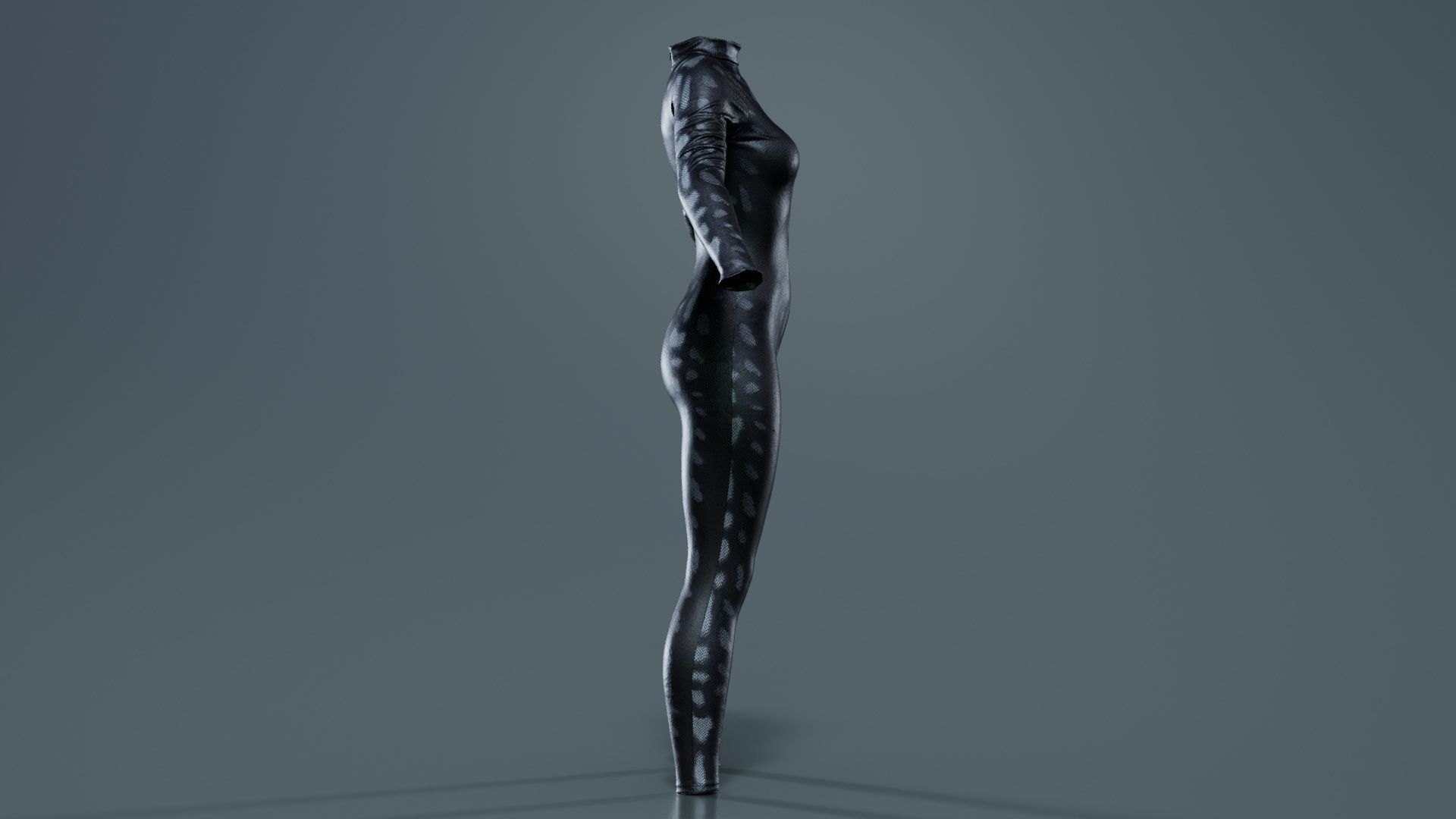 Grey Snake Catsuit Low-poly 3D model_5