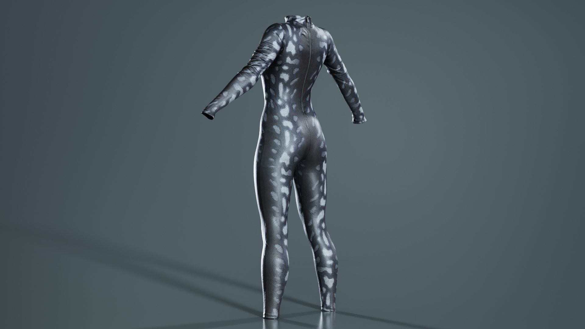 Grey Snake Catsuit Low-poly 3D model_2