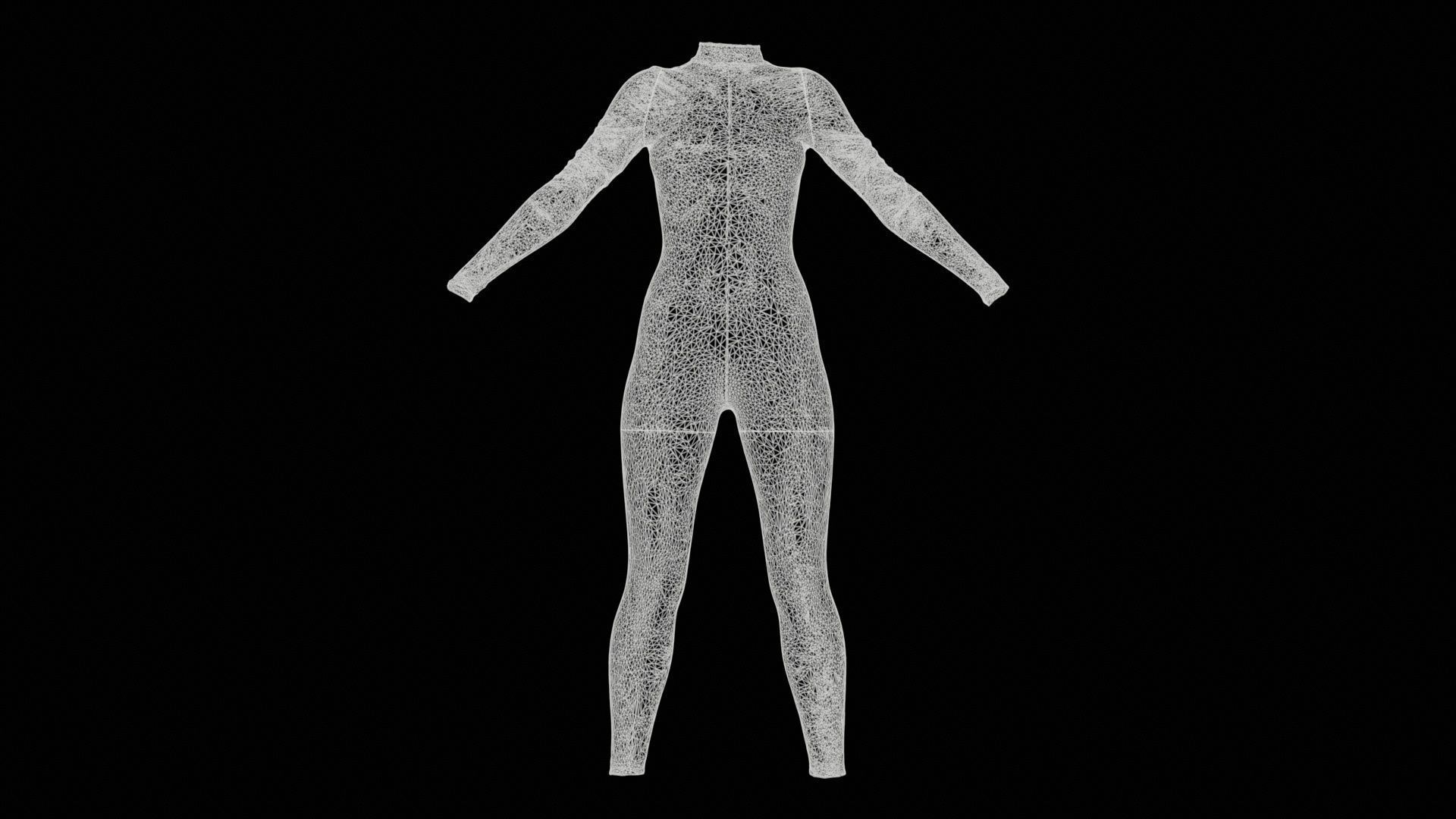 Grey Snake Catsuit Low-poly 3D model_11
