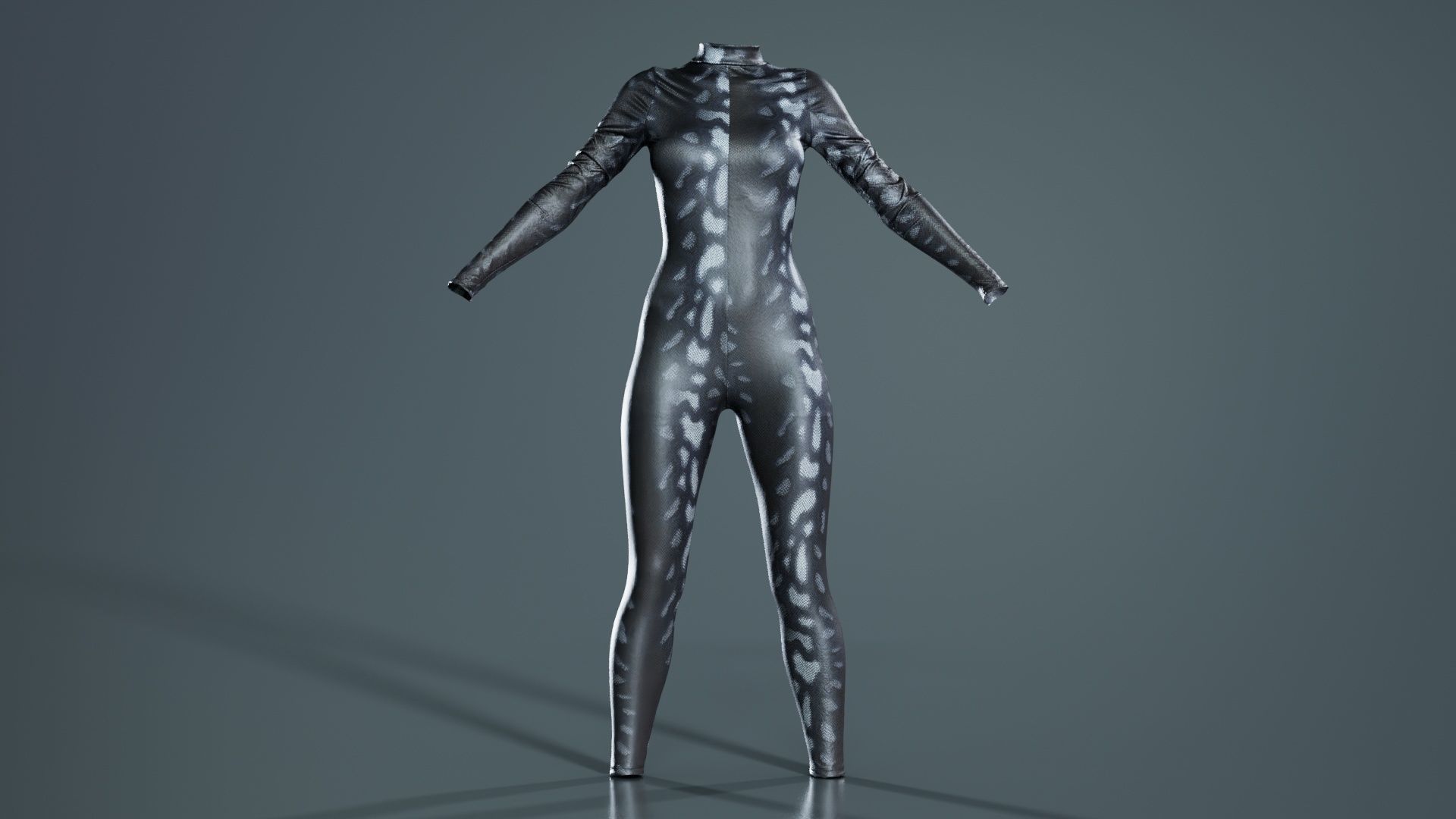 Grey Snake Catsuit Low-poly 3D model_7