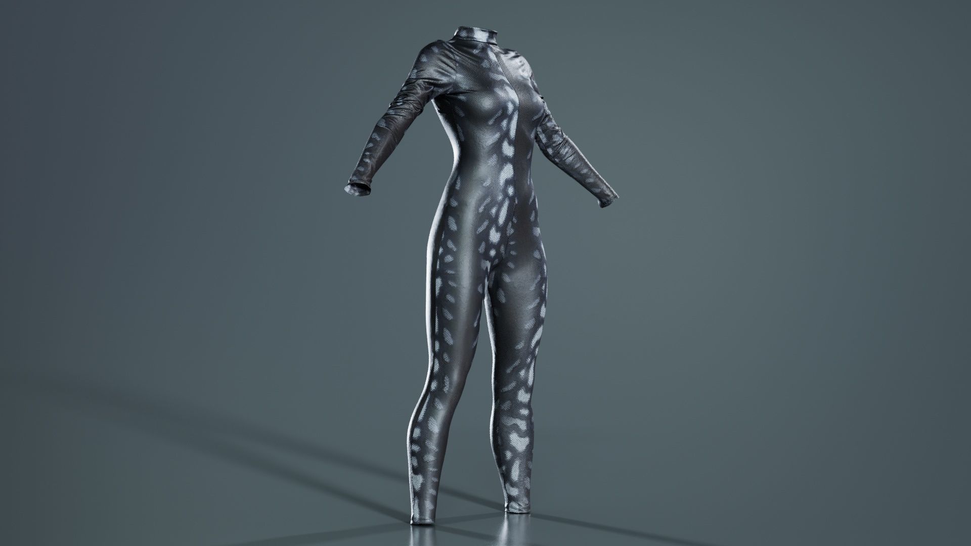 Grey Snake Catsuit Low-poly 3D model_4