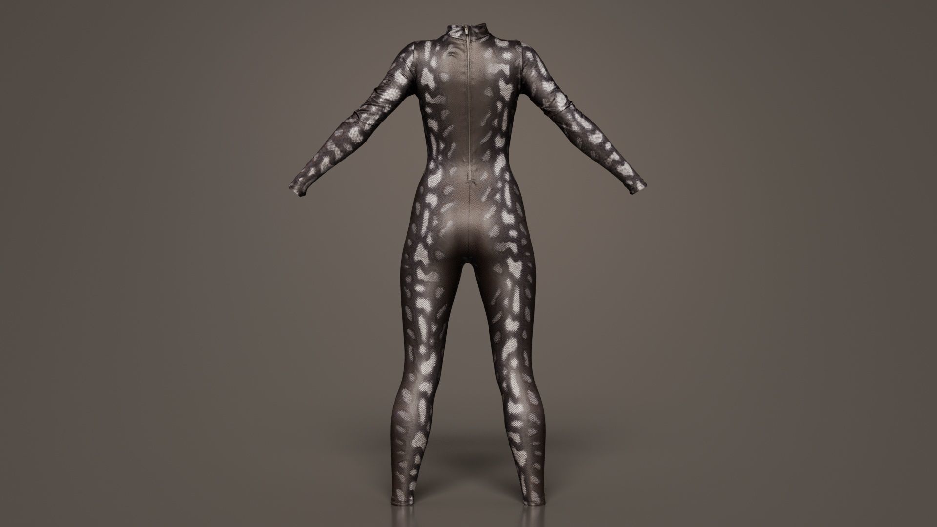 Grey Snake Catsuit Low-poly 3D model_1