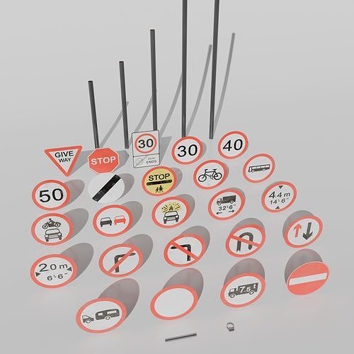 UK Traffic Signs - Giving Orders 3D model 4