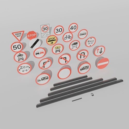 UK Traffic Signs - Giving Orders 3D model 6