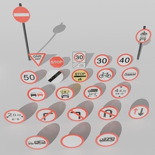 UK Traffic Signs - Giving Orders 3D model 2