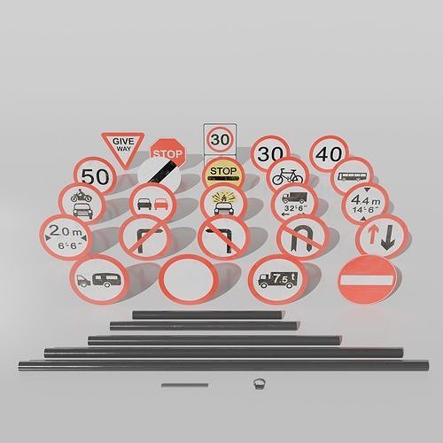 UK Traffic Signs - Giving Orders 3D model