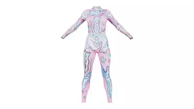 Pink Rainbows Skeleton Catsuit
