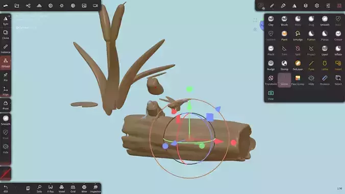 frog bug log and reed