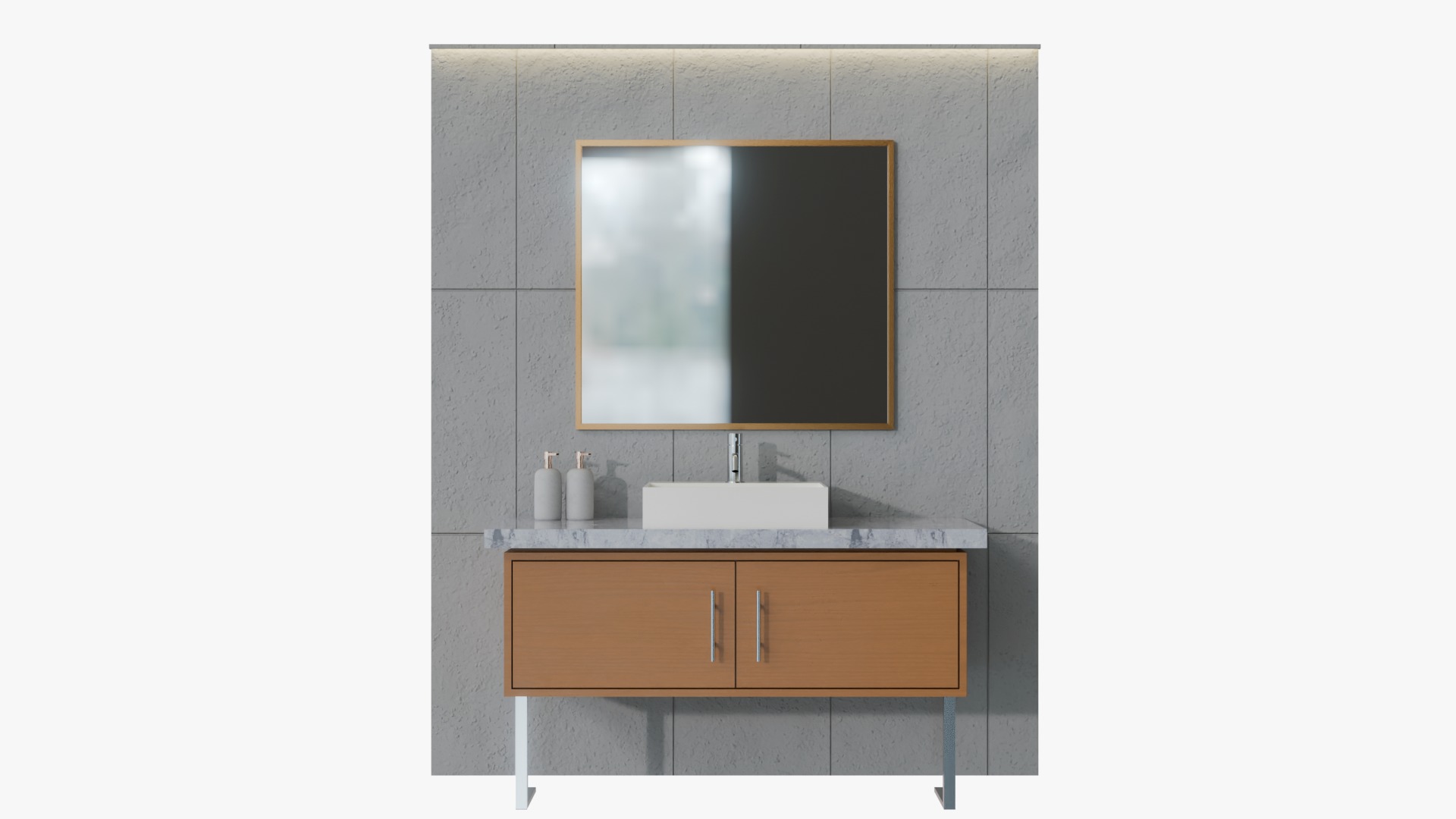 Bathroom Rectangular Sink and Mirror 3D model_3