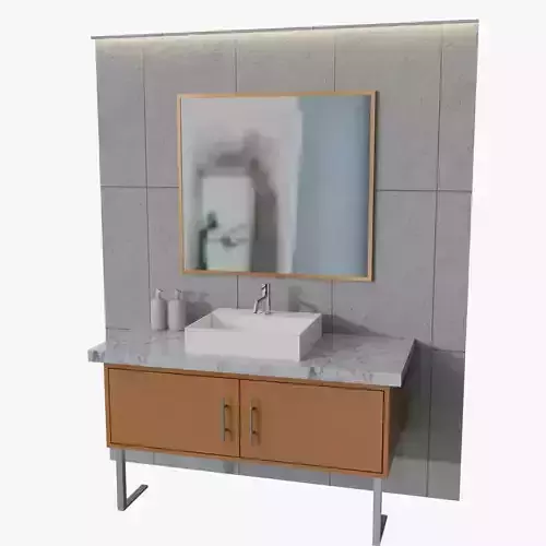 Bathroom Rectangular Sink and Mirror