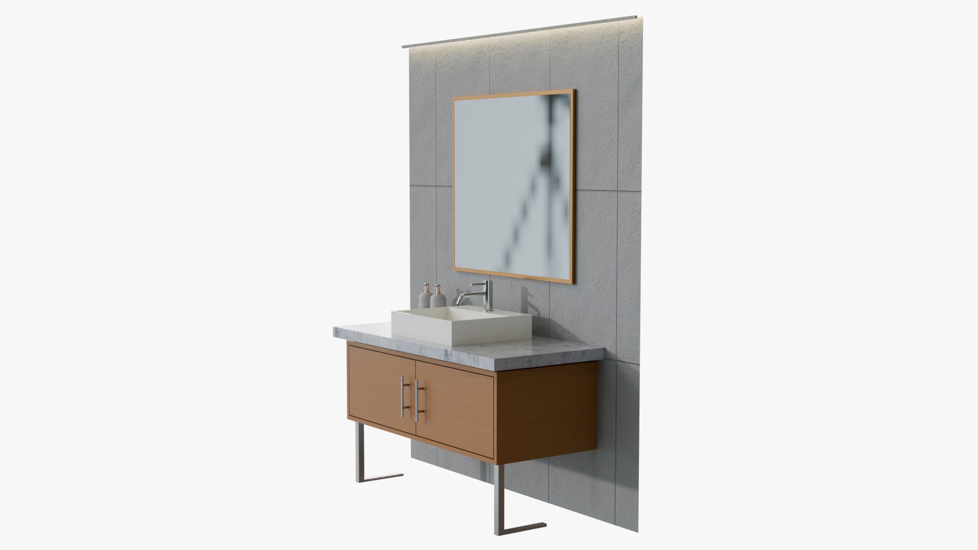 Bathroom Rectangular Sink and Mirror 3D model_4