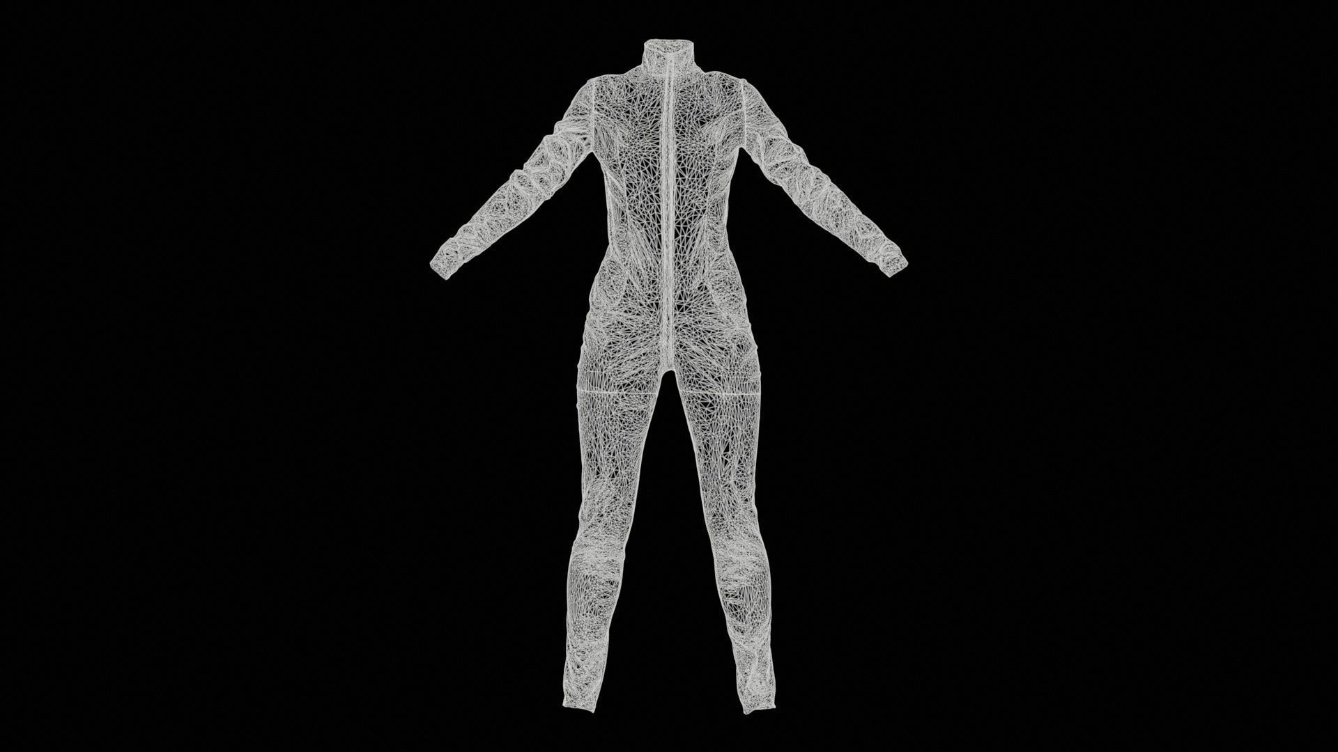 Shiny Detailed Catsuit Low-poly 3D model_11