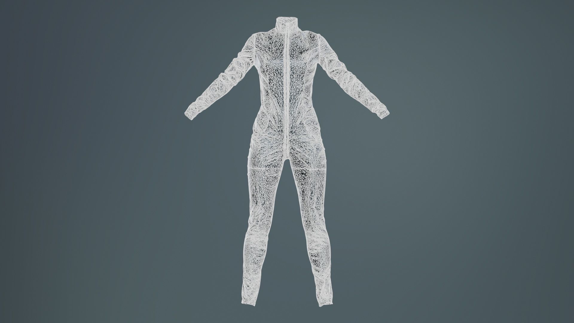 Shiny Detailed Catsuit Low-poly 3D model_9