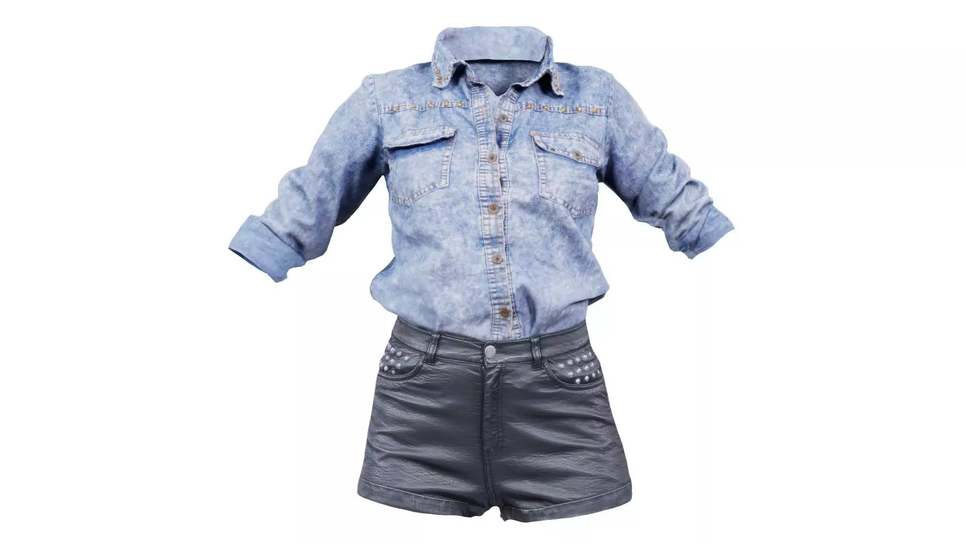 Short Jeans Outfit Low-poly 3D model