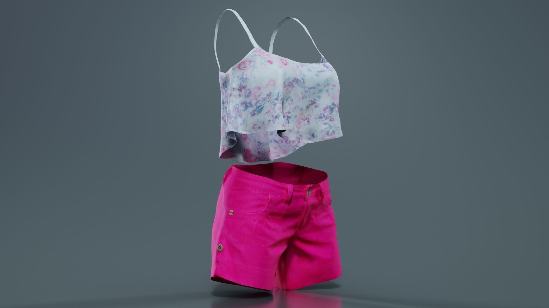 Summer Outfit Low-poly 3D model_3