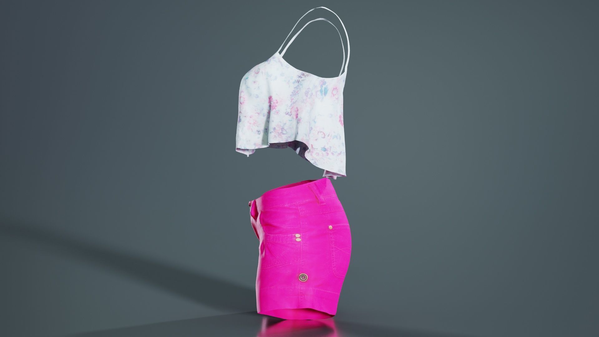 Summer Outfit Low-poly 3D model_1