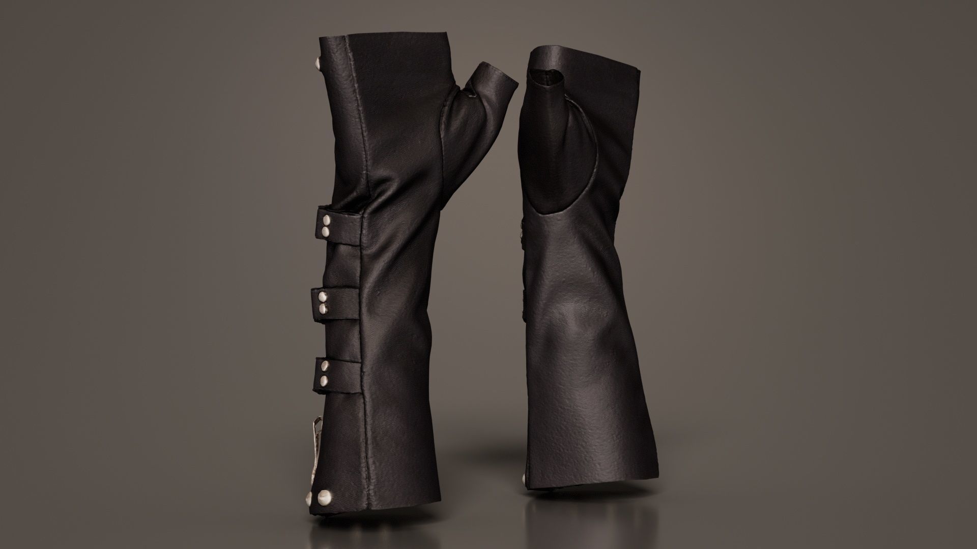 Clasp Leather Gloves Low-poly 3D model_4