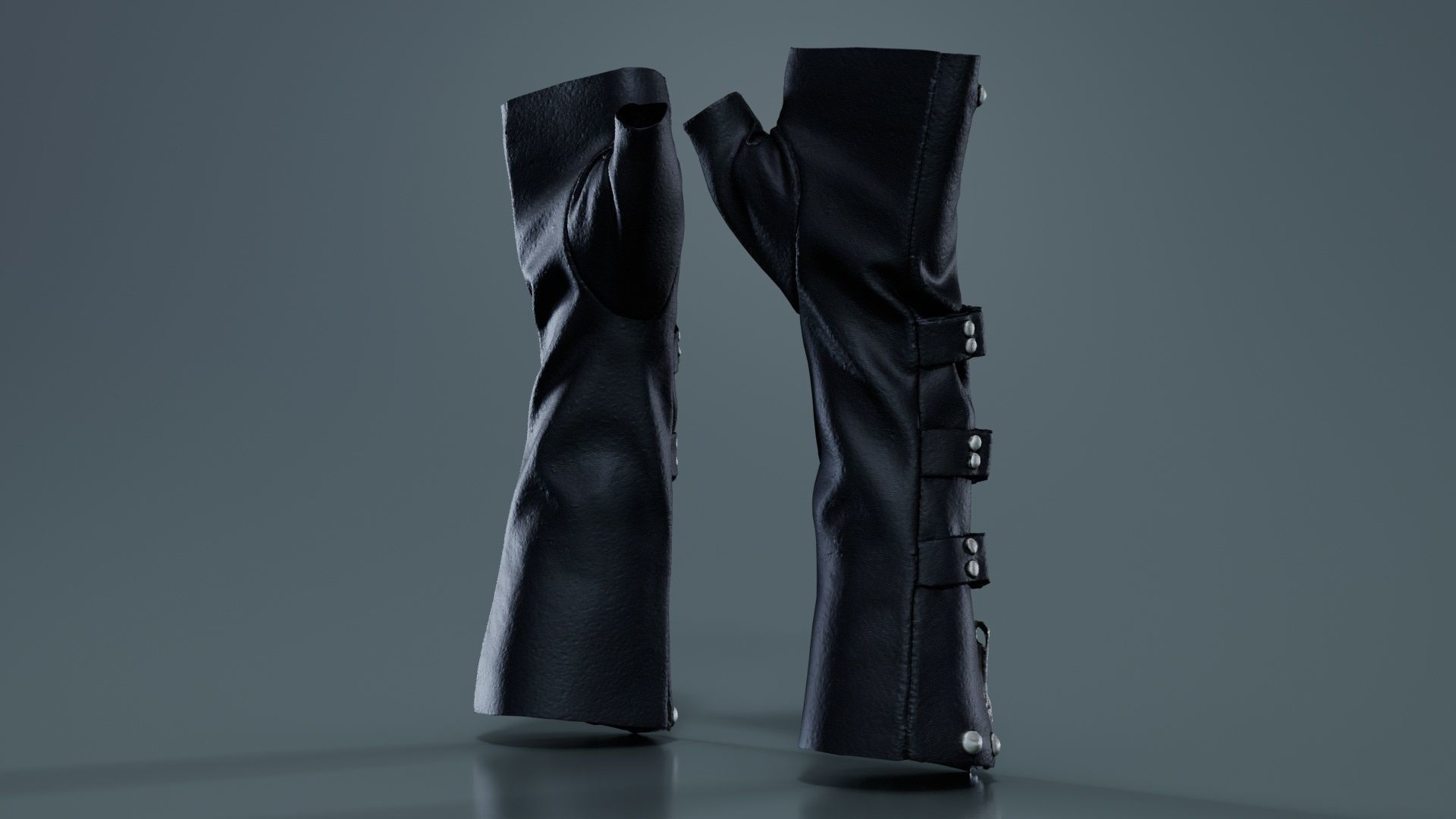 Clasp Leather Gloves Low-poly 3D model_7
