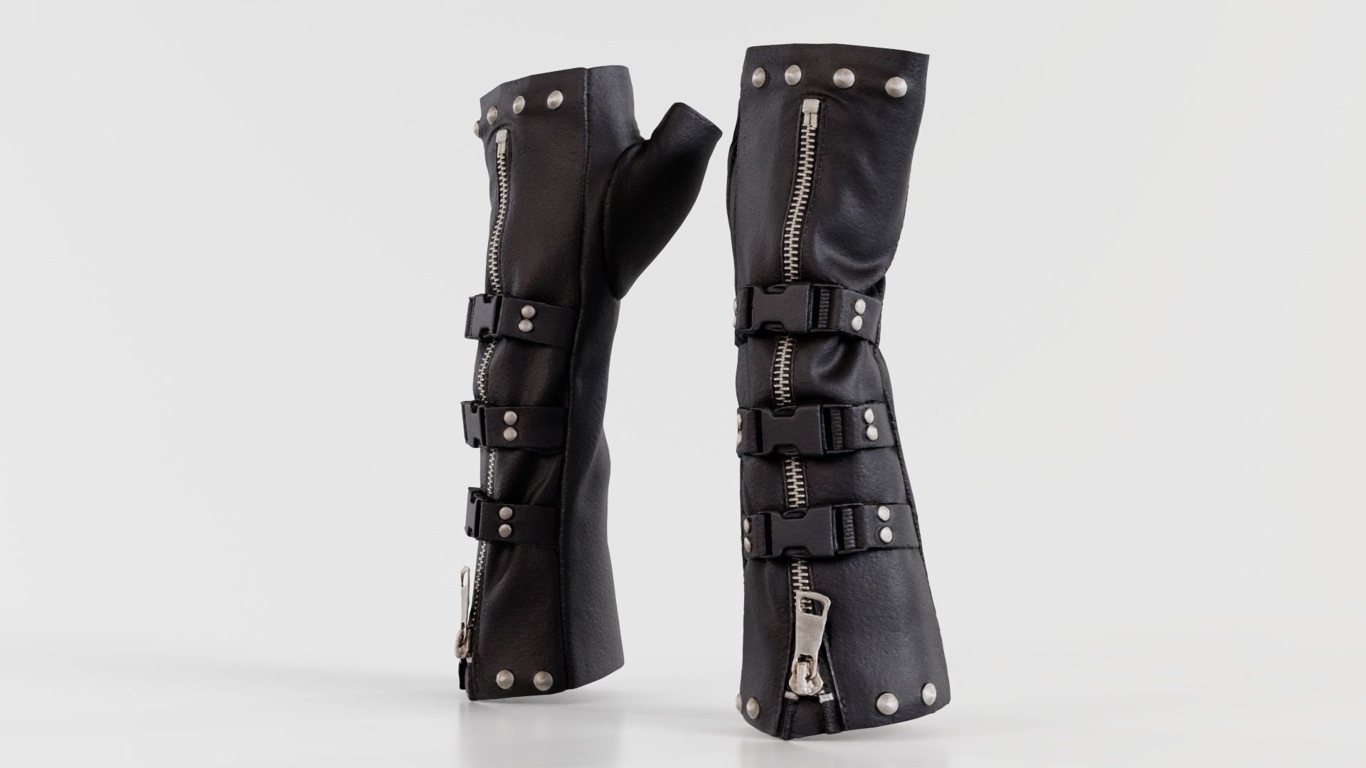Clasp Leather Gloves Low-poly 3D model_1