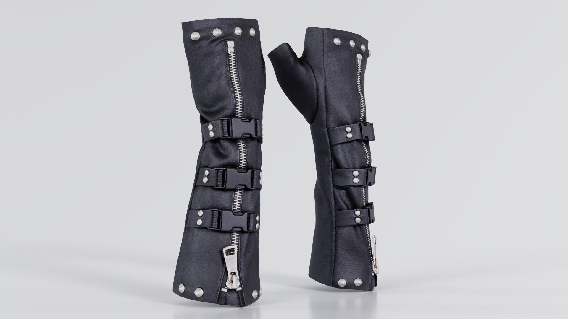Clasp Leather Gloves Low-poly 3D model_5