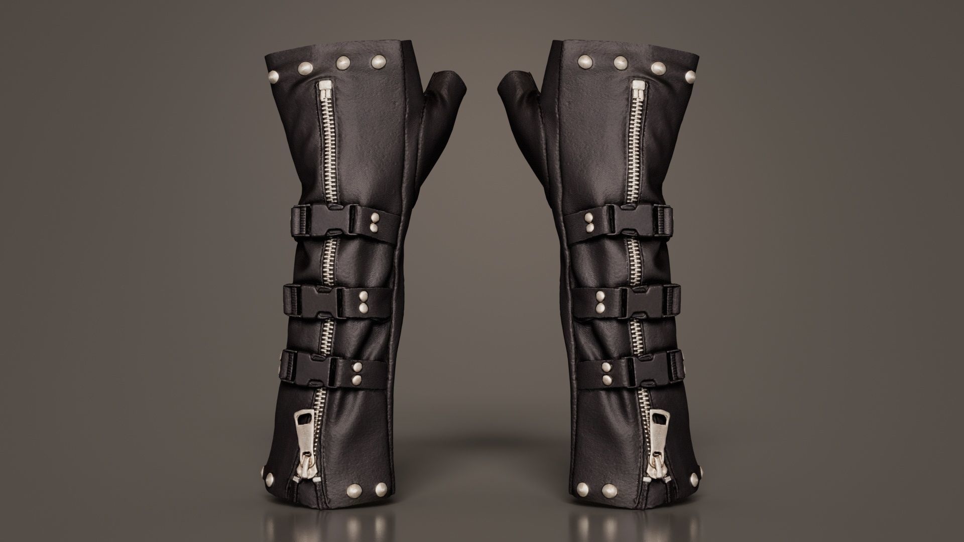 Clasp Leather Gloves Low-poly 3D model_6