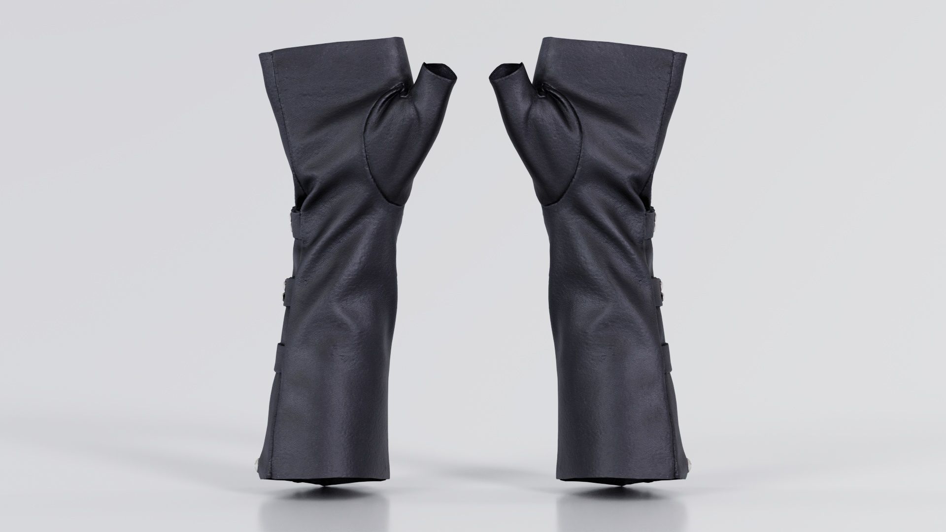 Clasp Leather Gloves Low-poly 3D model_2