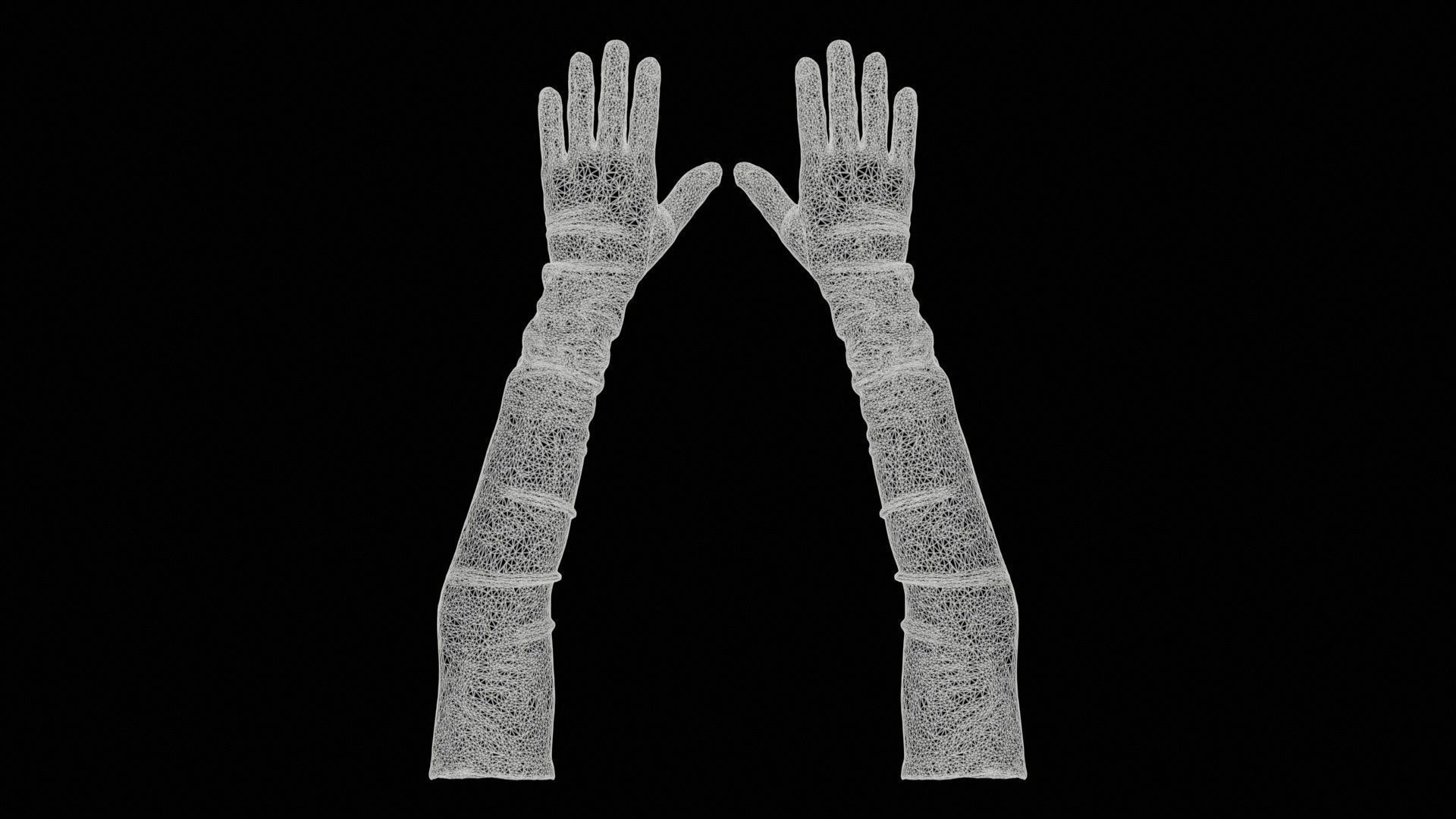 Diva Gloves Wrinkles Low-poly 3D model_11