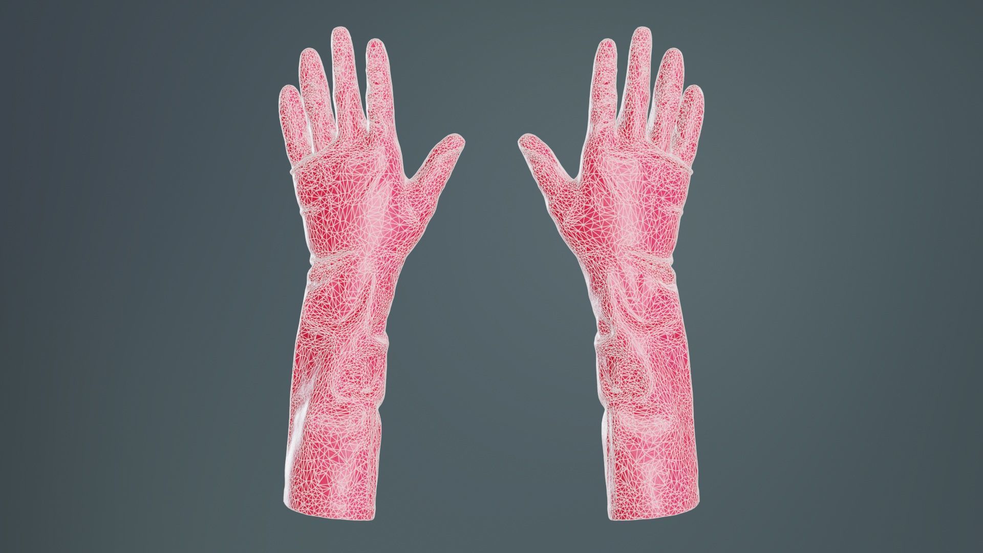 Elbow Length Latex Gloves Low-poly 3D model_9