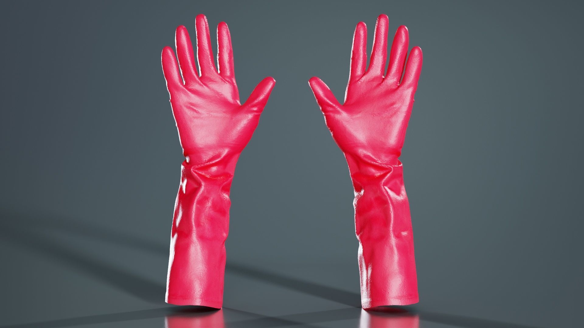 Elbow Length Latex Gloves Low-poly 3D model_7