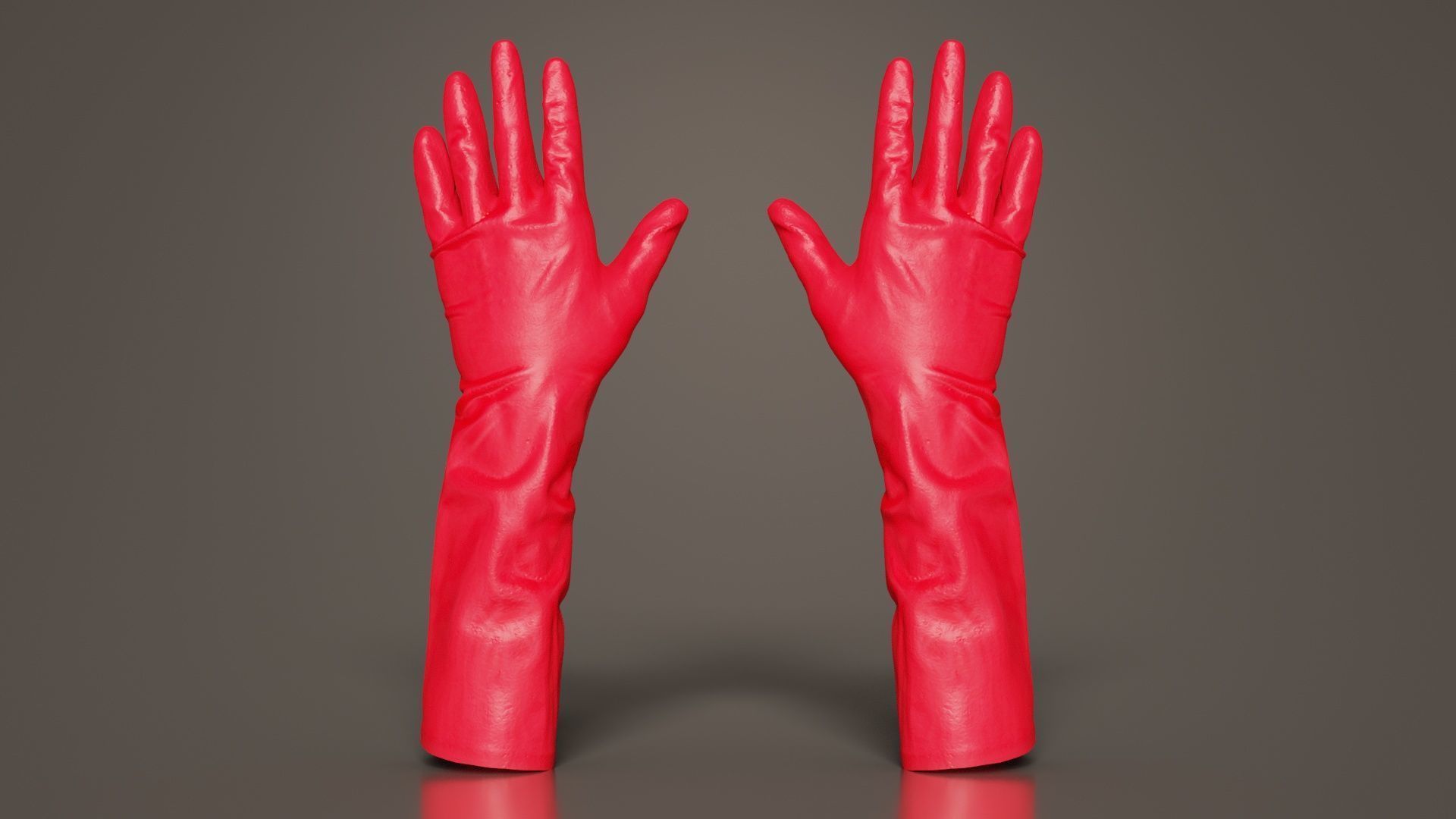 Elbow Length Latex Gloves Low-poly 3D model_4