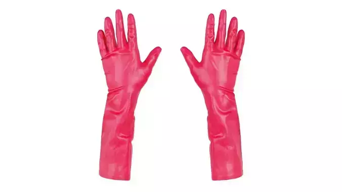 Elbow Length Latex Gloves Low-poly 3D model