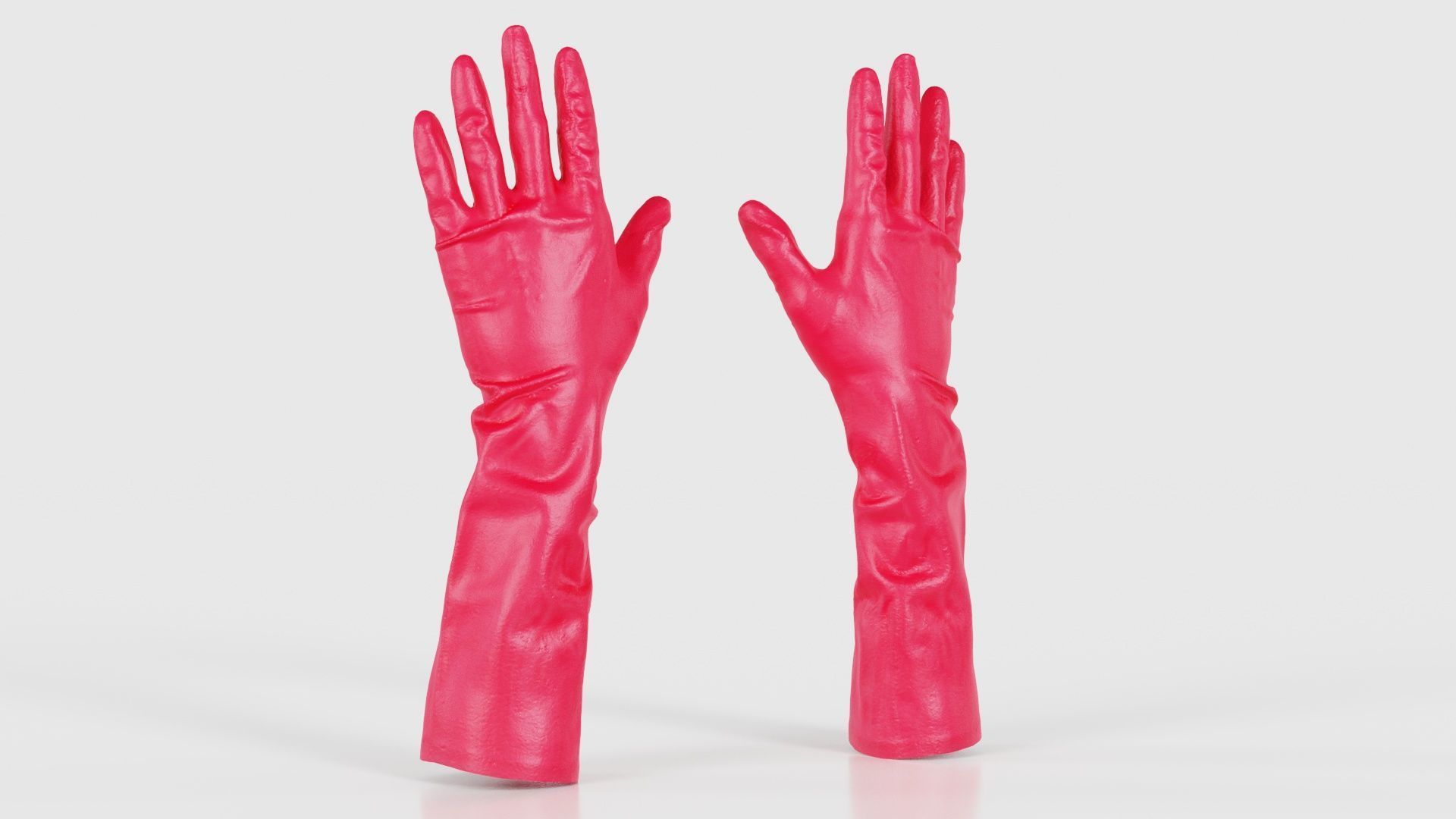 Elbow Length Latex Gloves Low-poly 3D model_16
