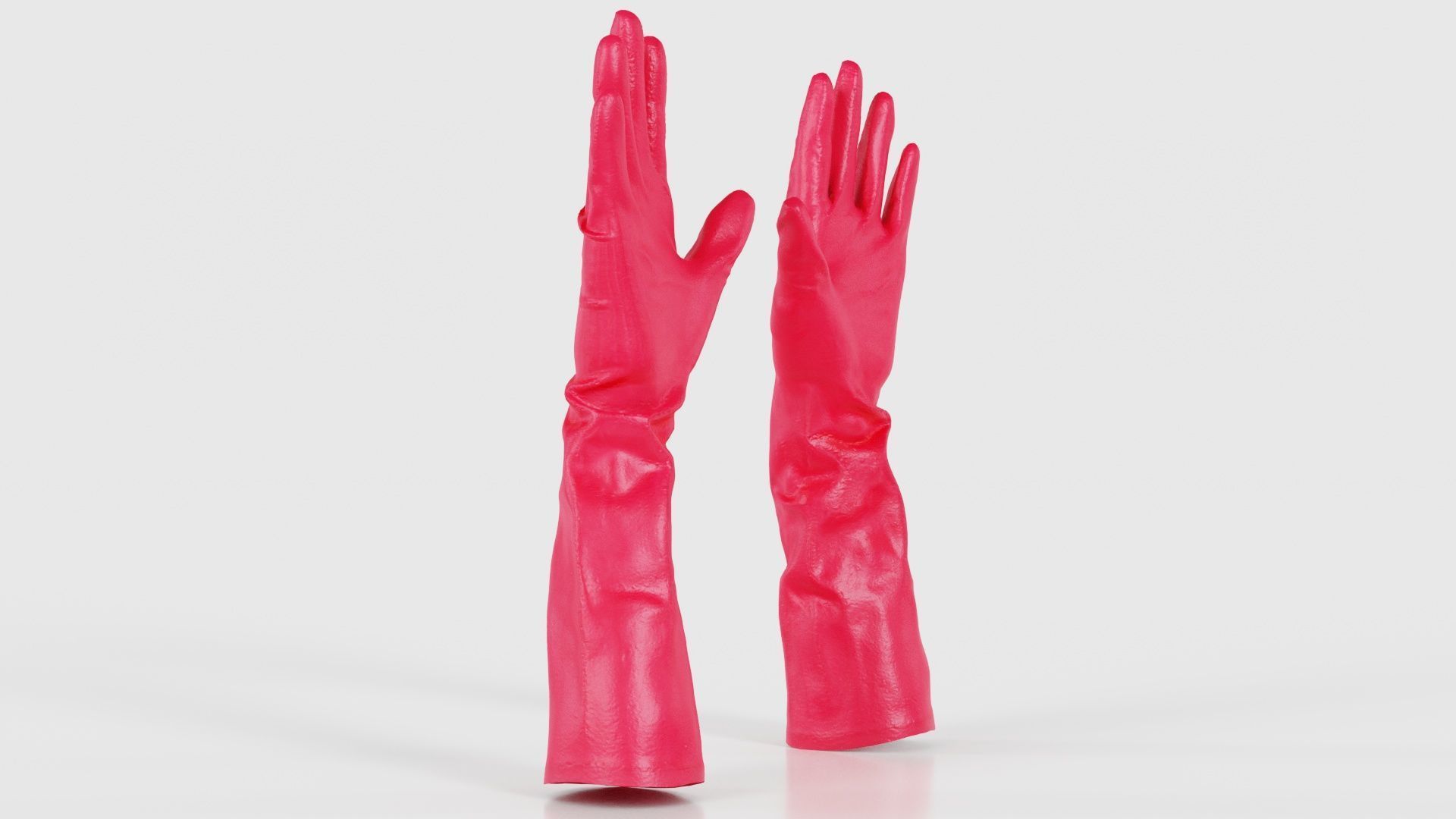 Elbow Length Latex Gloves Low-poly 3D model_23
