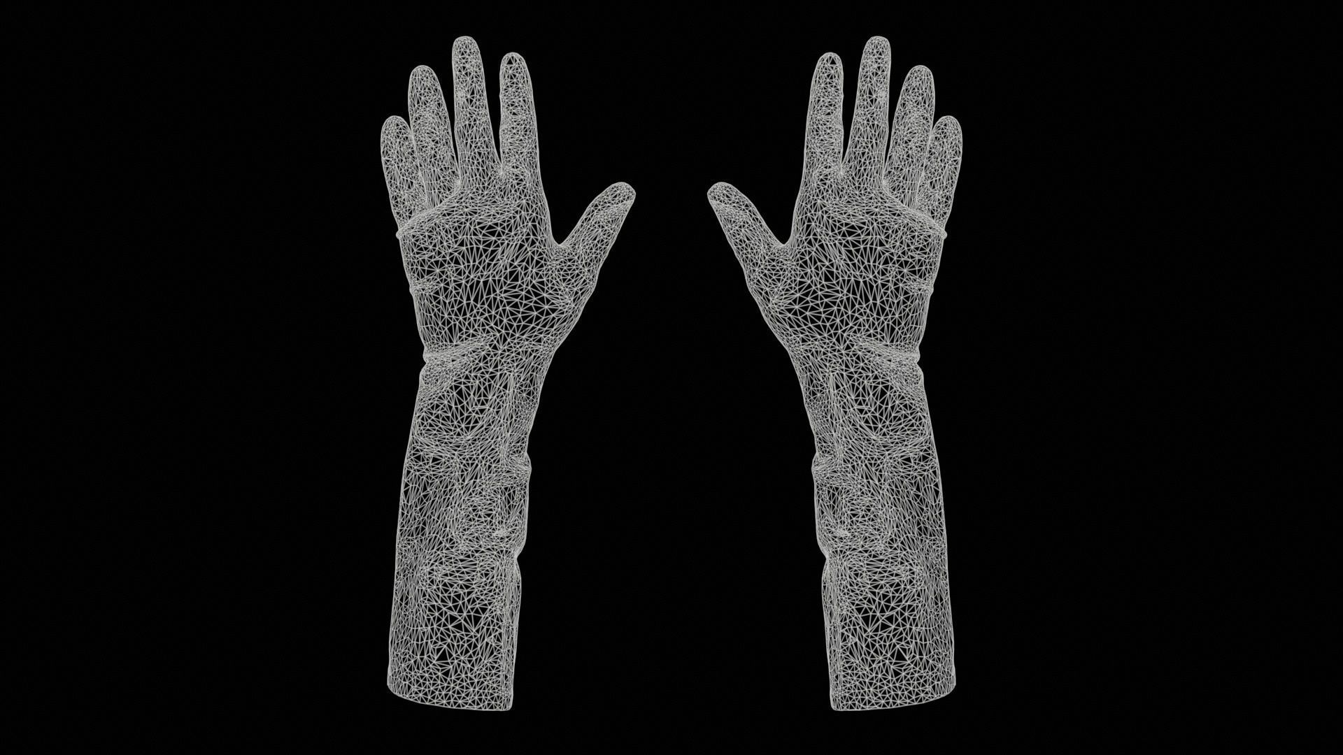 Elbow Length Latex Gloves Low-poly 3D model_11