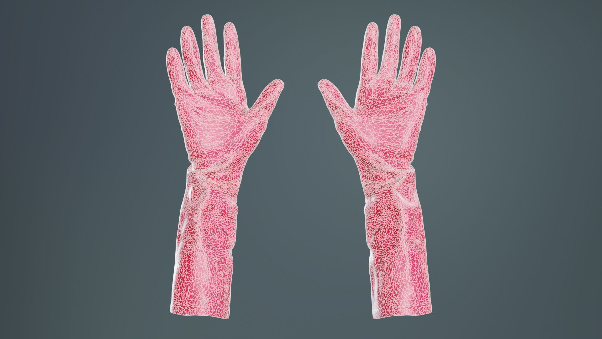 Elbow Length Latex Gloves Low-poly 3D model_10