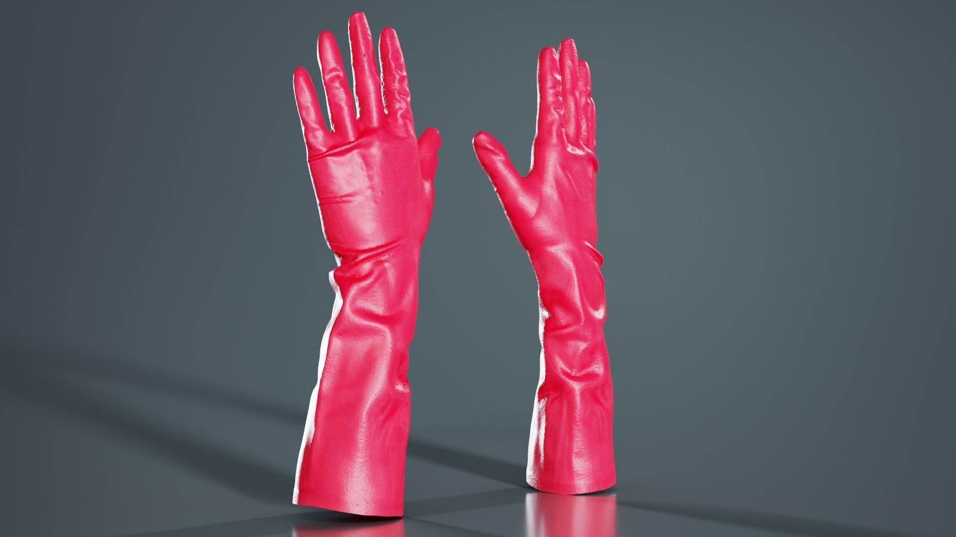 Elbow Length Latex Gloves Low-poly 3D model_6