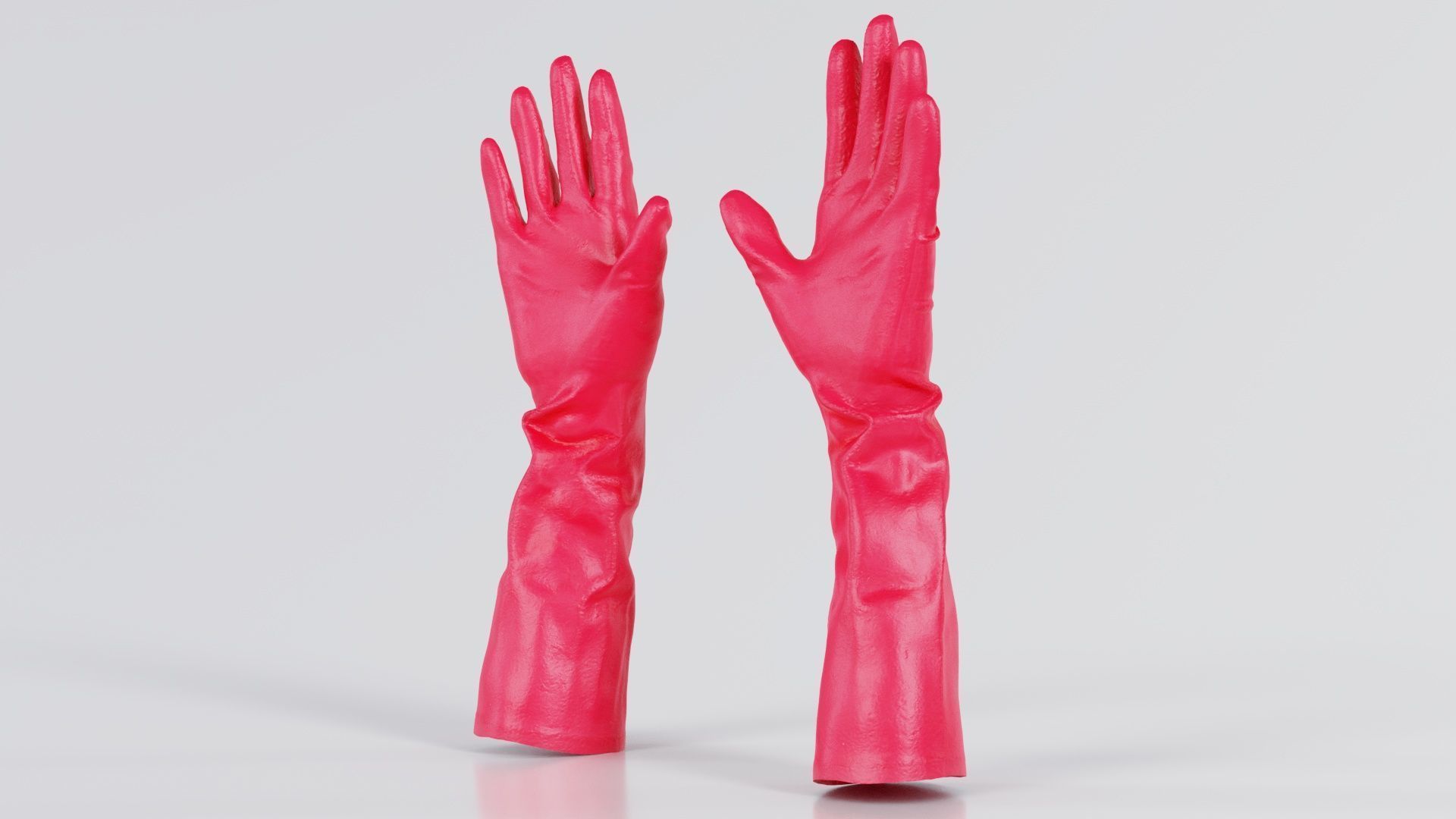Elbow Length Latex Gloves Low-poly 3D model_5