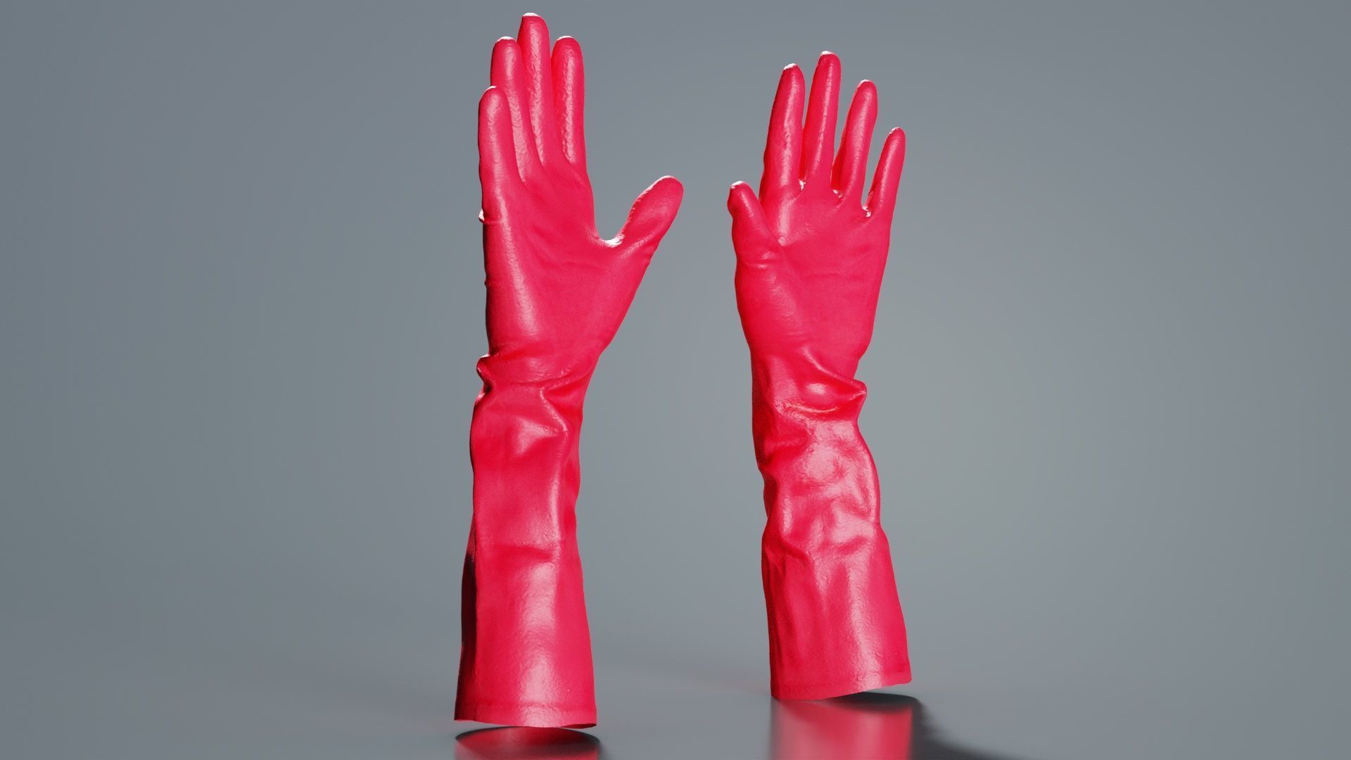 Elbow Length Latex Gloves Low-poly 3D model_1