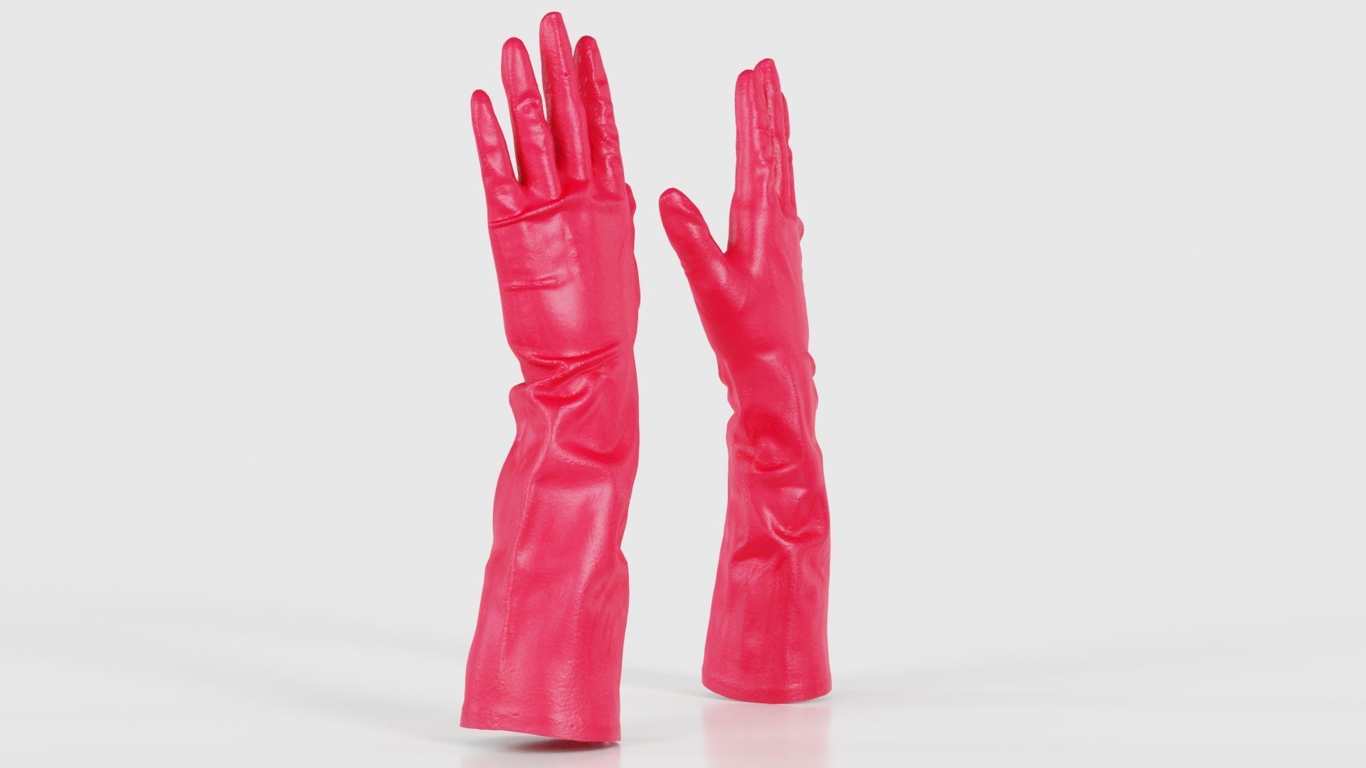 Elbow Length Latex Gloves Low-poly 3D model_17