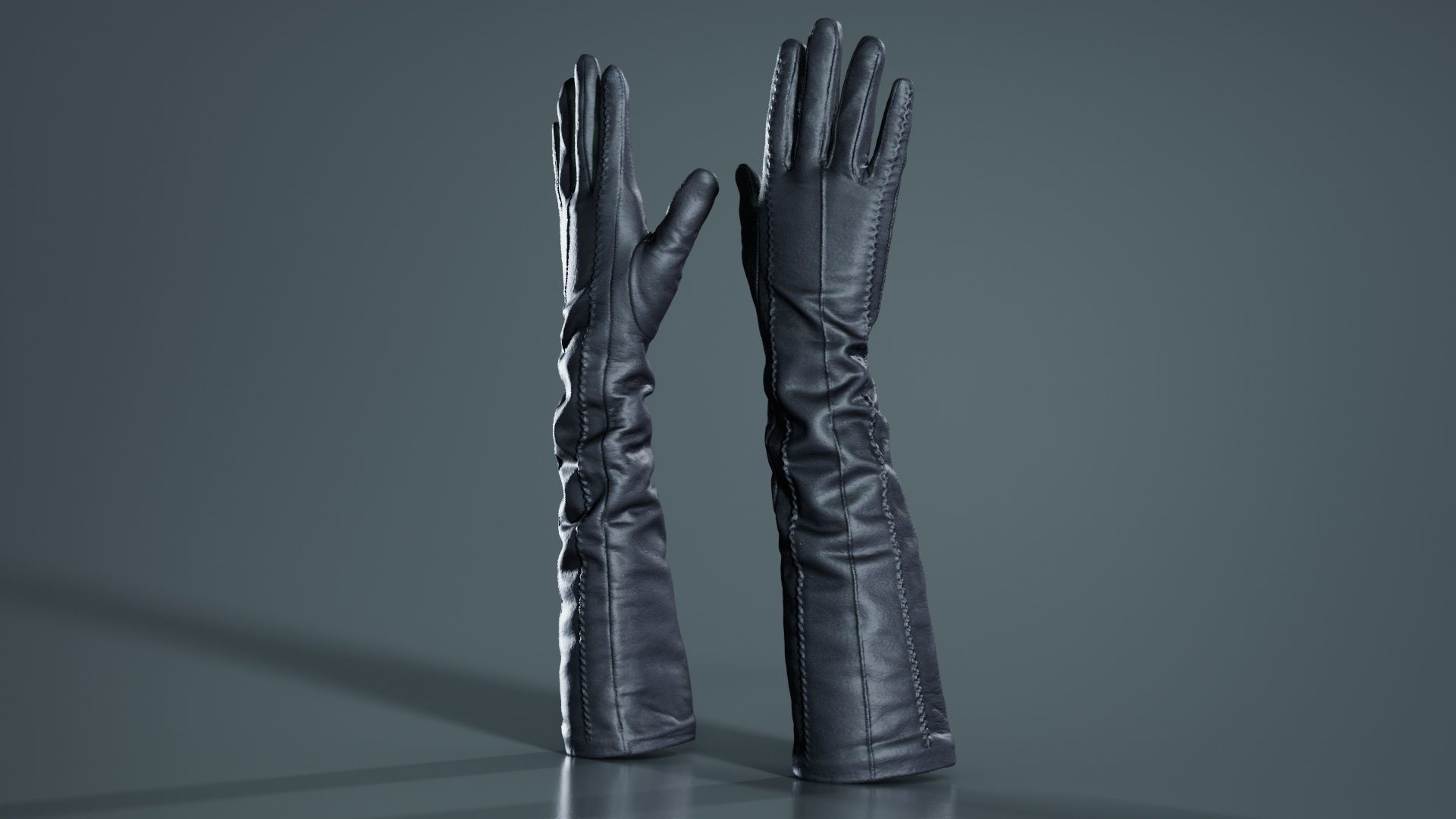 Leather Detail Gloves Low-poly 3D model_5