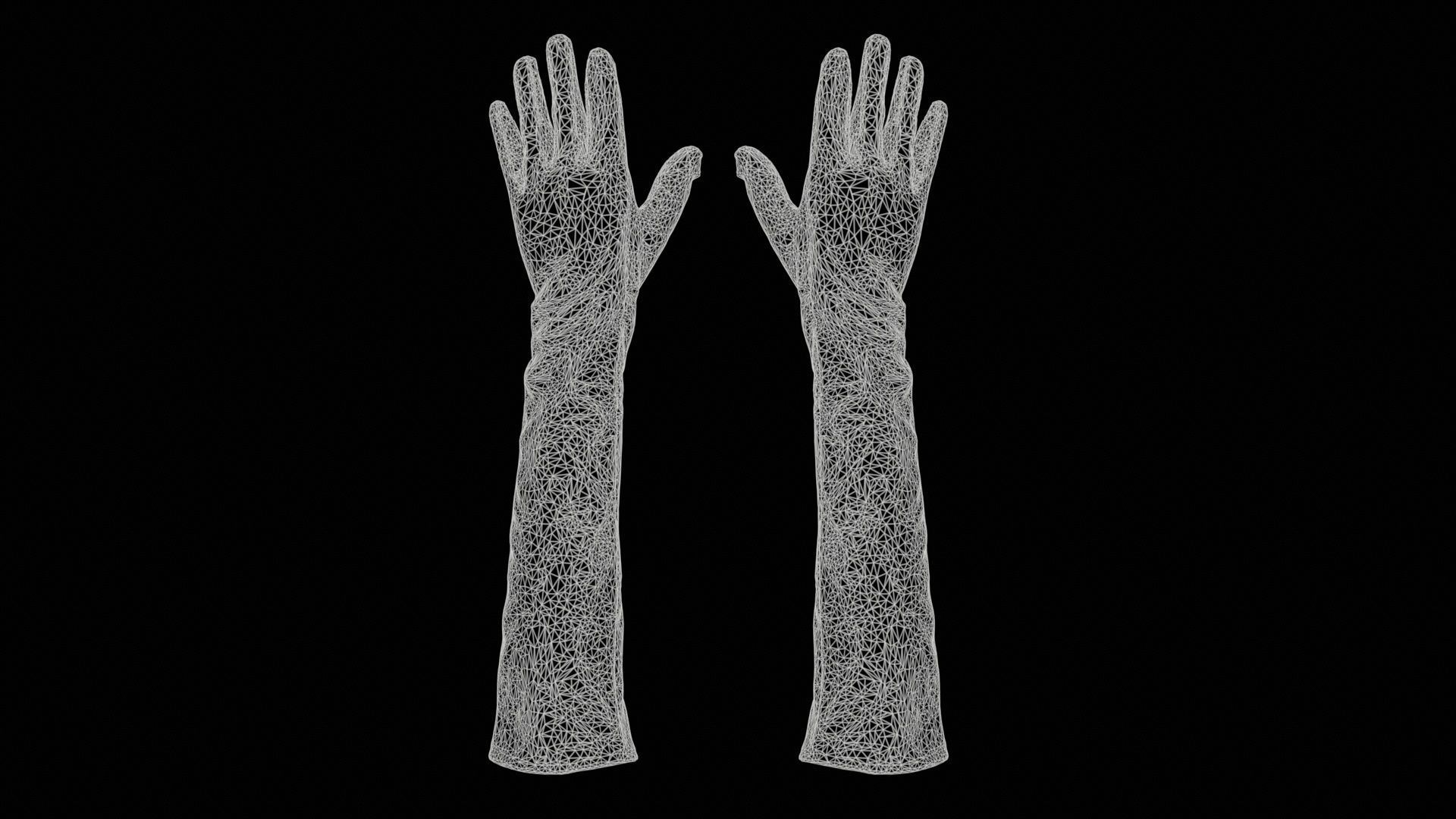 Long Leather Gloves Low-poly 3D model_11