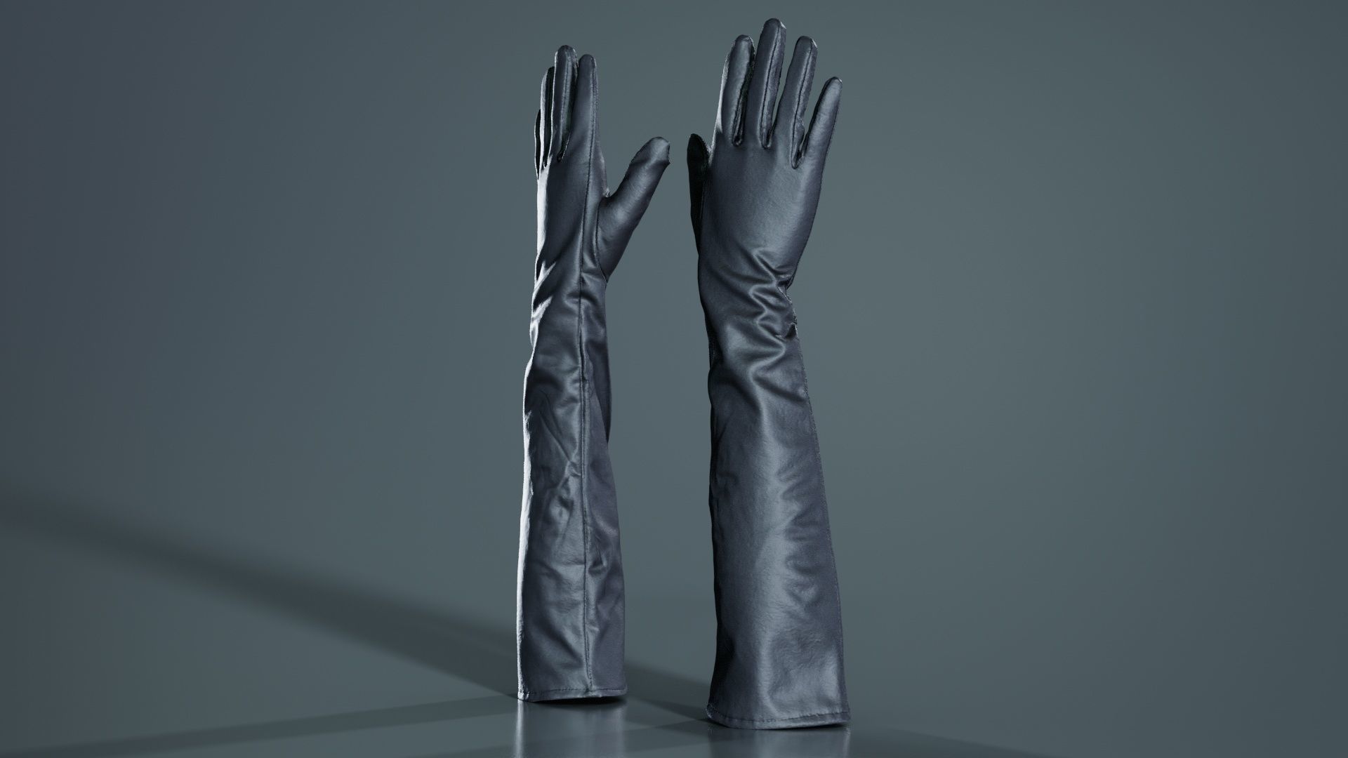 Long Leather Gloves Low-poly 3D model_2