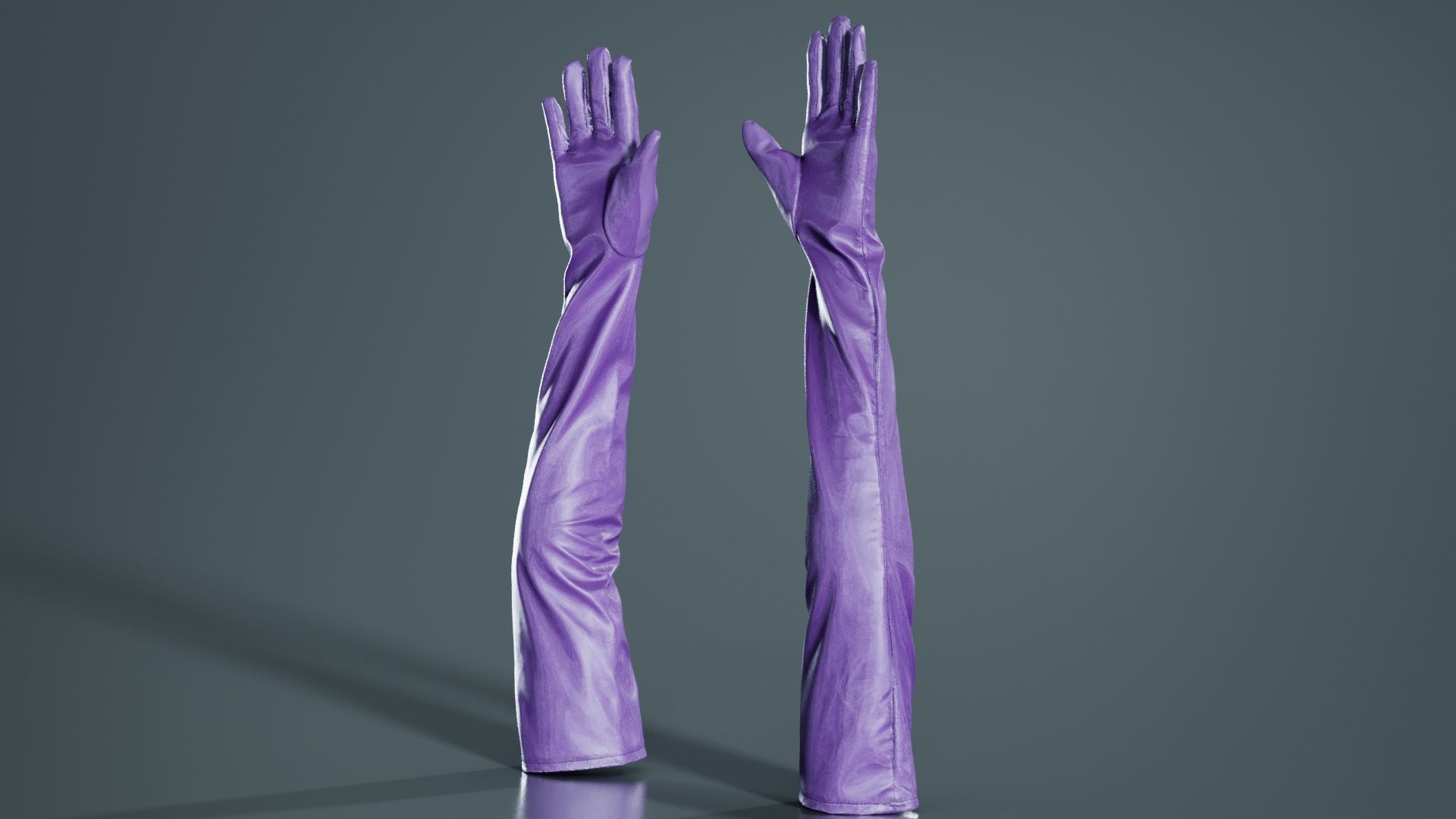 Long Vinyl Gloves Low-poly 3D model_4